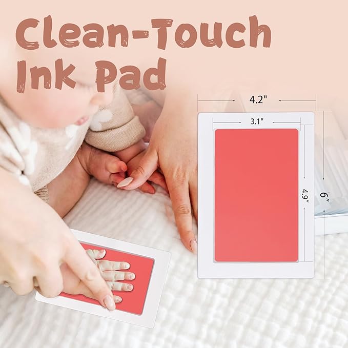 Inkless Baby Hand and Footprint Kit,Clean-Touch Ink Pad Kit,Safe No Mess Printing Infant Hand Foot Stamp,4 Pack Newborn Inkless Print Pads Best Keepsake or Gifts for Family-CubbioJoy