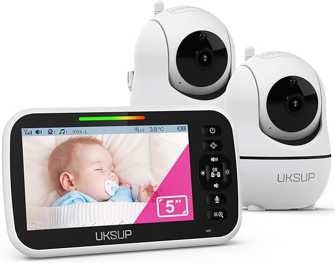 Baby Monitor with 2 Cameras and Audio - Video Baby Monitor with 960ft Long Range, Remote Pan-Tilt-Zoom, Night Vision, Temperature Sensor, 2-Way Talk, 8 Lullabies, 30-Hour Battery & No WiFi-CubbioJoy