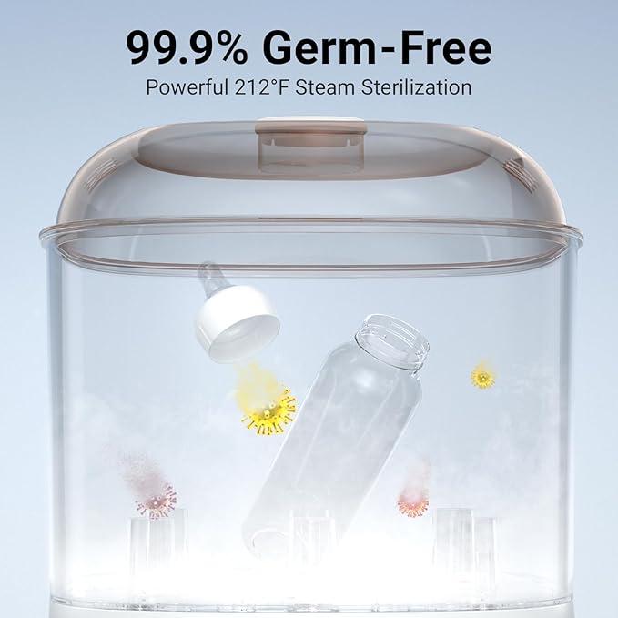 Bear Bottle Sterilizer and Dryer, 2 Layers Large Electric Steam Baby Bottle Sterilizer, Fast Bottle Sanitizer and Dryer for All Bottles & Accessories, Time-Saving Design-CubbioJoy
