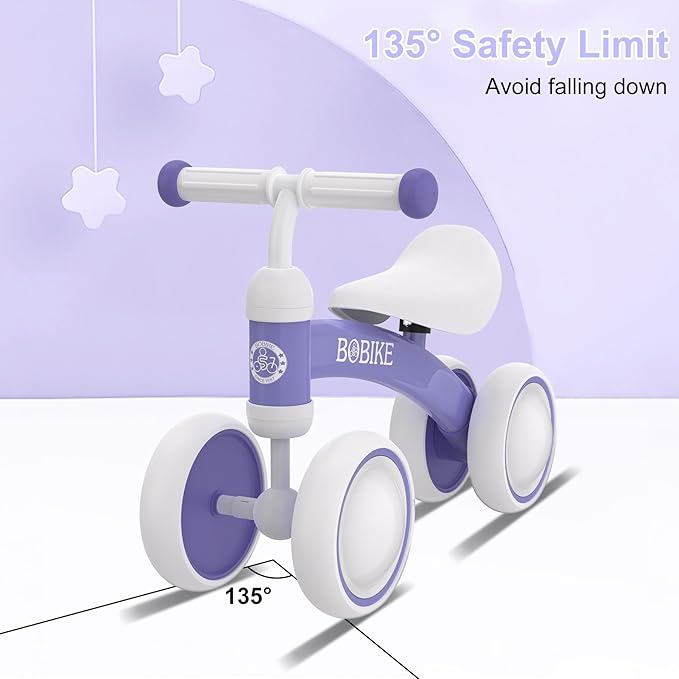 Baby Balance Bike Toys for 12-36 Months Kids Toy Boy and Girls Gifts Toddler Best First Birthday Gift Children Walker No Pedal Infant 4 Wheels Bicycle (Colorful, Purple-Light)-CubbioJoy