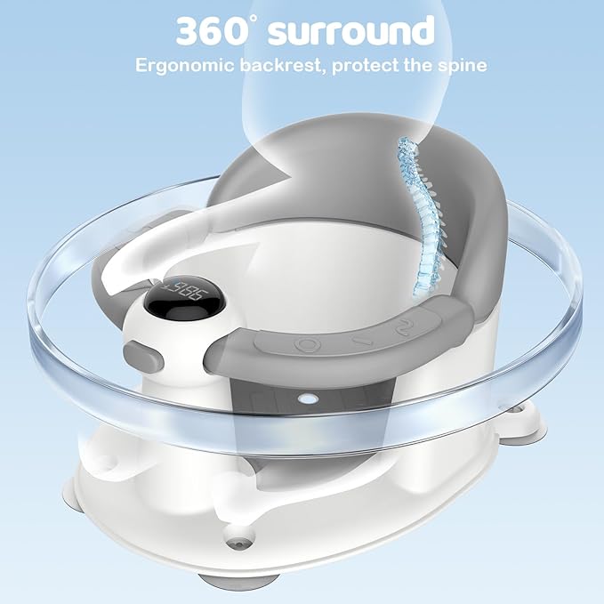 Baby Bath Seat-for Babies 6 Months & up, Water Temperature Display+Soft Cushion, Non-Slip Toddler Bath Seat for Baby, Sit Up Bath Seat for Baby, Grey-CubbioJoy