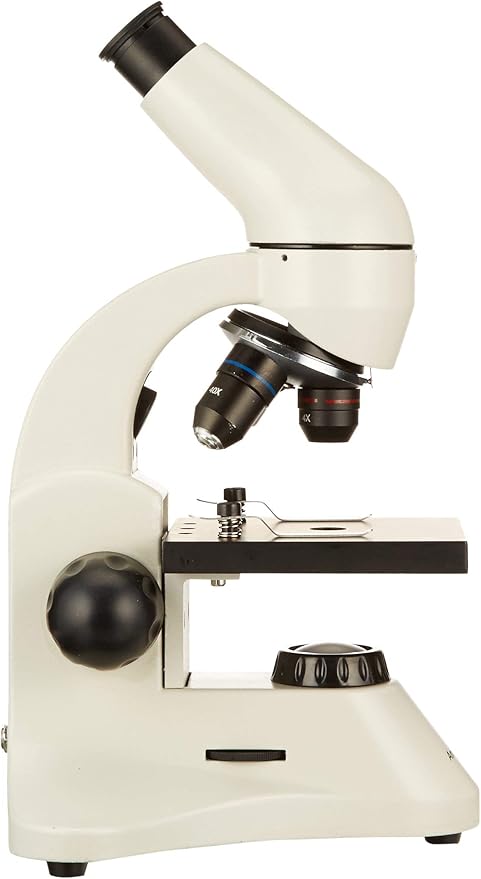 AmScope M120C-2L-PB10-E1 Digital Compound Monocular Microscope, WF10x and WF25x Eyepieces, 40x-1000x Magnification, Brightfield, Upper and Lower LED Illumination, Plain Stage, Includes Blank and Prepared Slides, 1.3MP Camera and Software-CubbioJoy