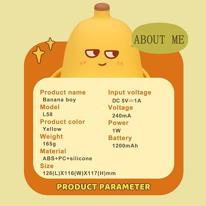 Banana Night Light for Kids, Cute Night Lamp for Room Decor, Portable Silicone Kids Lamp USB Rechargeable Nightlight, Birthday Christmas Gifts for Baby Toddlers Boys Girls-CubbioJoy