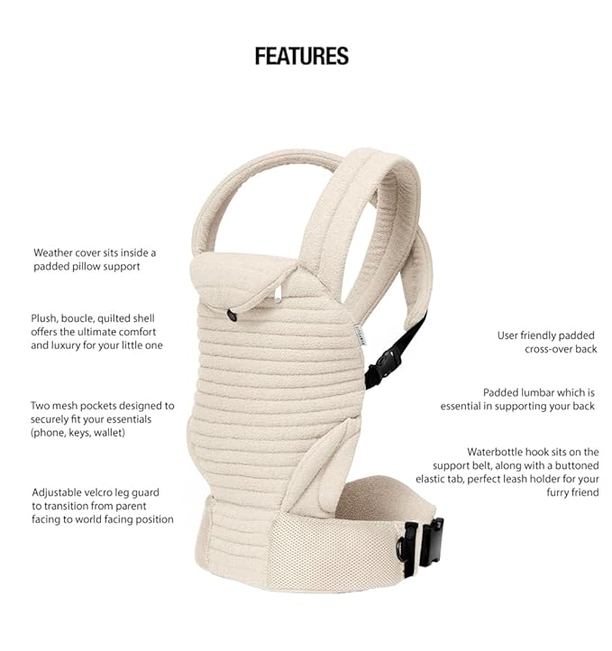 Bumpsuit Baby Carrier for Men Women Newborn to Toddler (7-45 lbs), Ergonomic Face-in & Face-Out Quilted Shell Baby Wearing Carrier with Pockets and Padded Cross Over Back Straps-CubbioJoy