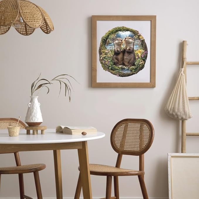 Jigfoxy Wooden Puzzles for Adults, Otter Couple Wood Puzzles Adult, Unique Animal Shape Wooden Jigsaw Puzzles for Adults, Birthday Gifts for Puzzle Lovers Family Friend (S-8.1 * 8.4in-102pcs)-CubbioJoy