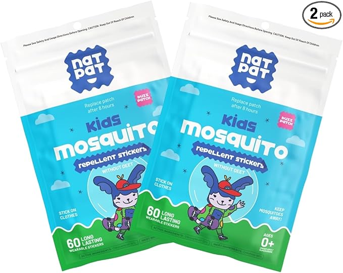 BuzzPatch Mosquito Patch Stickers for Kids (60 Pack) - All Natural, Plant Based Ingredients, Non-Toxic, DEET Free, Citronella Essential Oil Insect Patches, for Toddlers, Babies, Children (2)-CubbioJoy