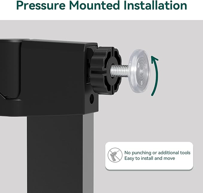 Babelio Upgraded Baby Gate with Cat Door, 29-43" Auto Close Durable Dog Gate for Stairs, Doorways and House, Easy Walk Thru Safety Gate with Pet Door Includes 4 Wall Cups, Black-CubbioJoy