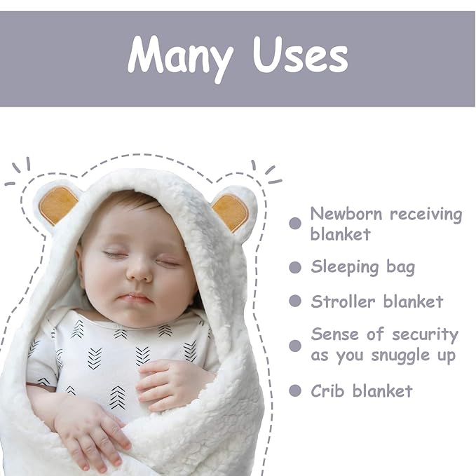 Jam Naturals-Cute Bear Organic Newborn Swaddle Wrap-Gender Neutral Soft Baby Blanket, Newborn Baby Registry Gift (Golden Brown, 0-3m)-CubbioJoy