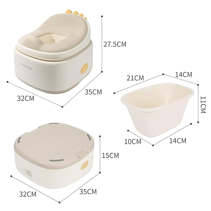 Bebamour Toddler Potty Training Toilet 3 in 1 Versatile Toilet Seat & Step Stool & Potty Chair Portable Potty Trainer for Boys & Girls with with 100 Pack Trash Bags (Dinosaur Coffee)-CubbioJoy