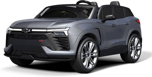 Jojoka Baby Car 24V 2-Seater SUV Licensed Chevrolet Blazer Ride On Toy w/Parent Remote Control,4xSpring Suspension, Wireless Music, Electric Vehicle Car for Kids Ages 3-8,Gray-CubbioJoy