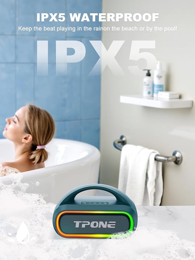 Bluetooth Speaker, IPX7 Waterproof Portable Wireless Speaker with 30W (Peak) Loud Stereo Sound, 100ft Range, Multi-Colors Rhythm Lights, TWS Pairing, BT5.3, for Home/Party/Outdoor/Beach (Indigo Blue)-CubbioJoy