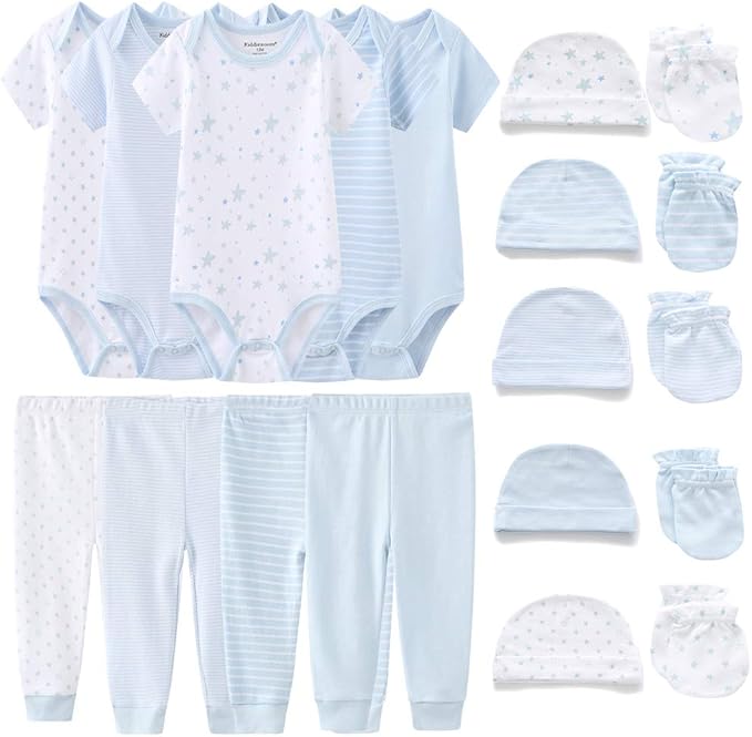 Kiddiezoom Unisex Baby Layette Essentials Giftset Clothing Set 19-Piece For Newborn Baby-CubbioJoy