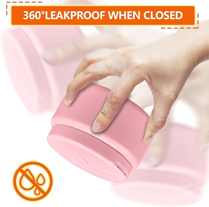 13.5oz Kids Thermos for Hot Food, Insulated Vacuum Food Jar with Buckle Lid, Stainless Steel Wide Mouth Leak Proof Insulated Lunch Container for School Picnic Travel,Pink-CubbioJoy