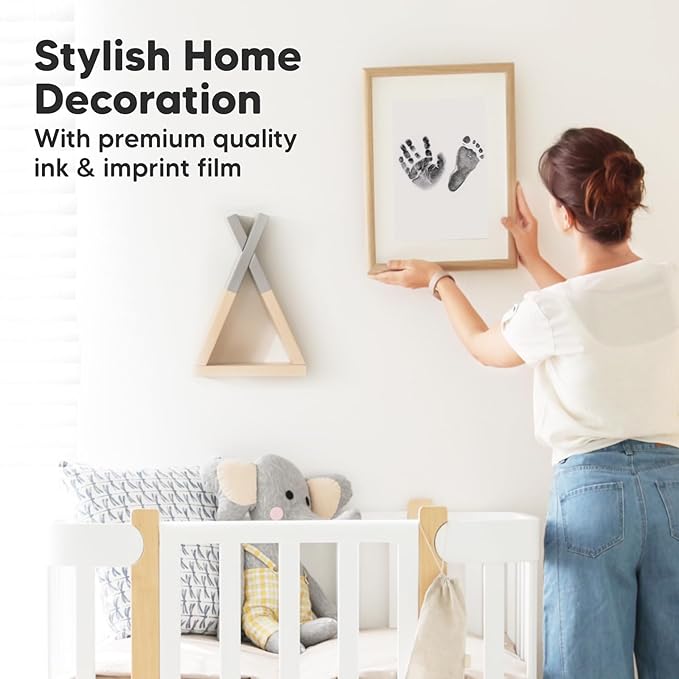 2-Pack Inkless Baby Hand and Footprint Kit - Mess Free Ink Pad for Newborn Keepsake, Dog Nose & Paw Print Kit, Clean Touch Ink Pad for Baby Hand & Footprints, Ideal New Mom Gifts (Jet Black, L)-CubbioJoy