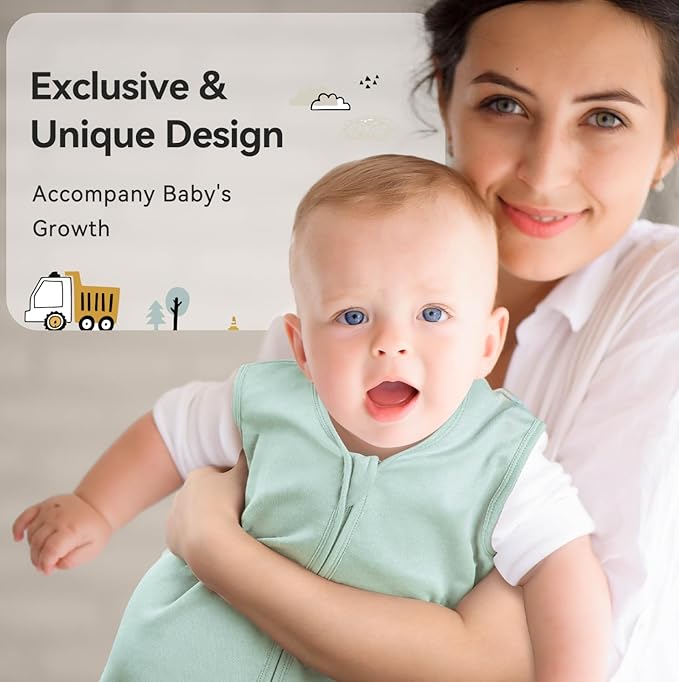 Baby Sleep Sack 12-18 Months 0.5 Tog Wearable Blanket Baby, 3 Pack 100% Cotton Lightweight Sleeping Sack with 2-Way Zipper for Infant Toddler Excavator-CubbioJoy