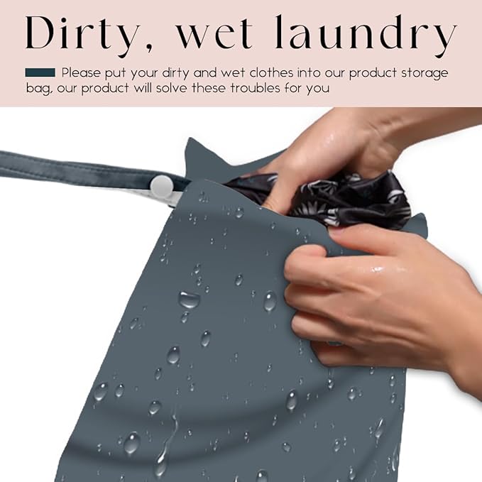 Waterproof Wet Bag for Swimsuit, Travel Beach Wet Dry Bag, Hidden Zipper Reusable Gray Wet Bags, for Travel Beach Wet Swimsuits Toiletries Diapers Dirty Gym Clothes Laundry Bag-CubbioJoy