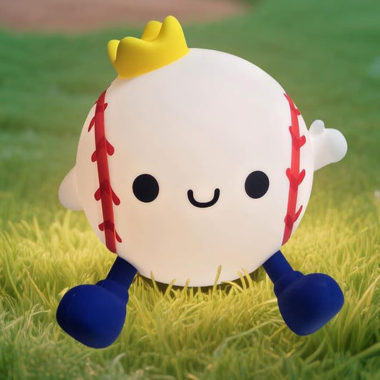 DREAMING MY DREAM Baseball Night Light,Cute Silicone Squishy Novelty LED Night Lamp, Touch Lamp with 2 Levels Dimmable 20Min Timer,for Nursery Bedroom Kids Room Boys Girls Gifts-CubbioJoy