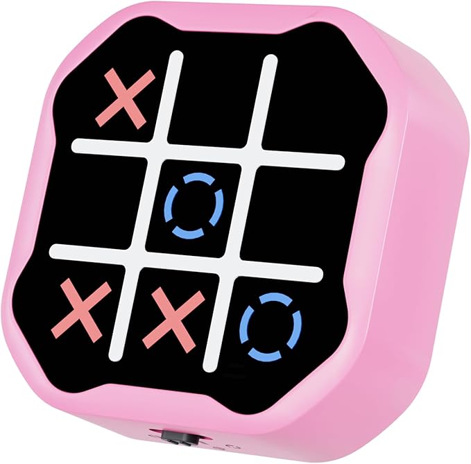 3 in 1 Electronic Tic Tac Toe Game, Handheld Digital Tic Tac Toe Bolt Game with Silent Mode, Portable Learing Toys Gift for Kids & Adults, Pink-CubbioJoy