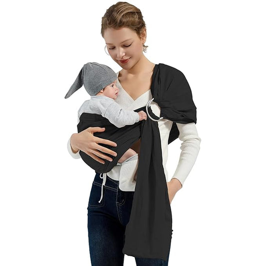 Baby Wrap Ring Sling 7-35 lbs, Baby Sling Carrier for Newborn, Toddler, Infant Holder, Lightweight Baby Carrier Wraps, Black-CubbioJoy