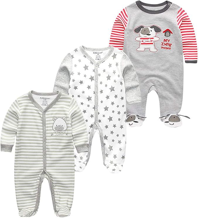 Kiddiezoom Baby and Toddler Boys'Snug Fit Footed One-Piece Romper Jumpsuit Cotton Cotton Footed Outfit-CubbioJoy