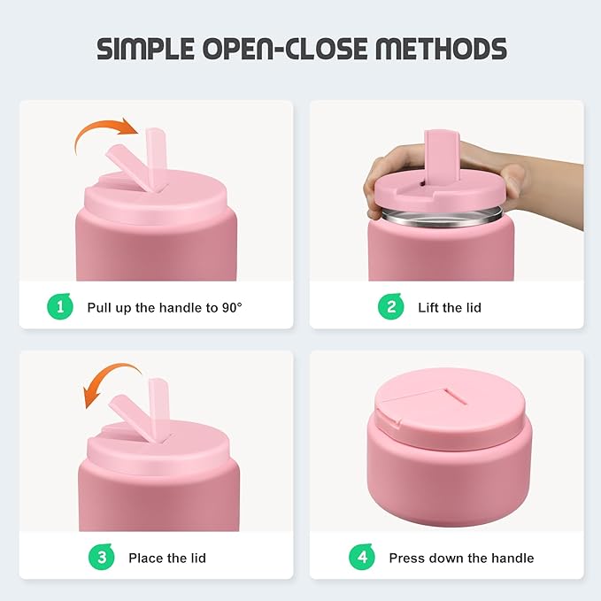 13.5oz Soup Thermo for Hot Food Kids with Buckle Lid Insulated Vacuum Food Jar Wide Mouth Leakproof Stainless Steel Lunch Container- Pink-CubbioJoy