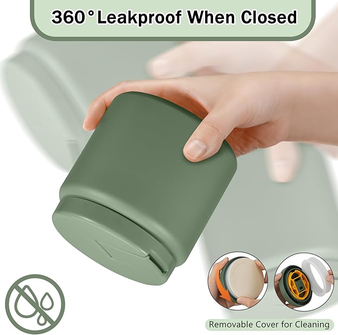 26oz Kids Jar for Hot Food, Insulated Vacuum Food Jar with Buckle Lid, Stainless Steel Wide Mouth Leak Proof Insulated Lunch Container for School Picnic Travel, Green-CubbioJoy