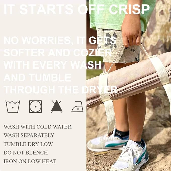 4'9" x 6'3" White Lightweight Water-Resistant Canvas Mat – Picnic, Outdoor, Beach, Park, Camping, Toy Mat-CubbioJoy