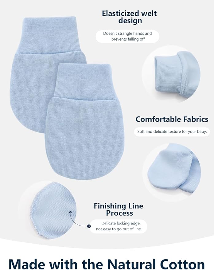 Cute Baby Mittens Newborn, No Scratch Baby Boy Mittens, Baby Girl Hat Gloves for Toddlers, Infant, Newborn-CubbioJoy