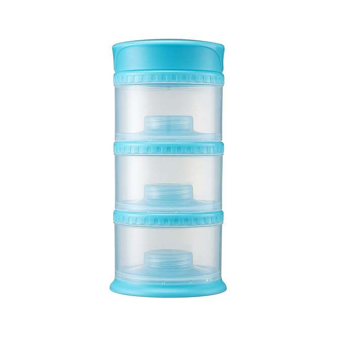 Innobaby Packin' Smart Stackable and Portable Storage System for Formula, Liquid, Baby Snacks and More. 3 Stackable Cups in Blueberry. BPA Free., 12 Ounce-CubbioJoy