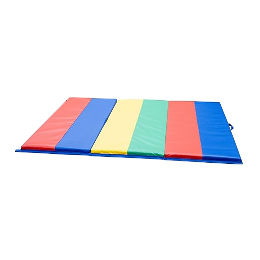 Children's Factory Rainbow Folding Gym Mat, 4' x 6', CF321-145, Toddler and Baby Preschool Activity Floor Mat, Kids Soft Play Equipment for Playroom-CubbioJoy