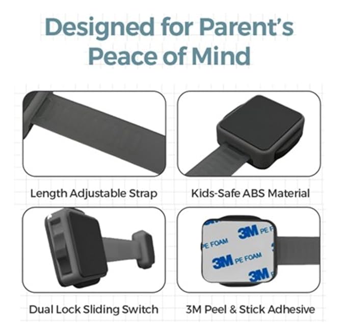 Cabinet Locks Baby Proofing (6-Pack Black) - Child Proof Cabinet Locks, No Drilling, Easy Installation, Adjustable & Reusable, Drawer Locks Baby Proofing-CubbioJoy