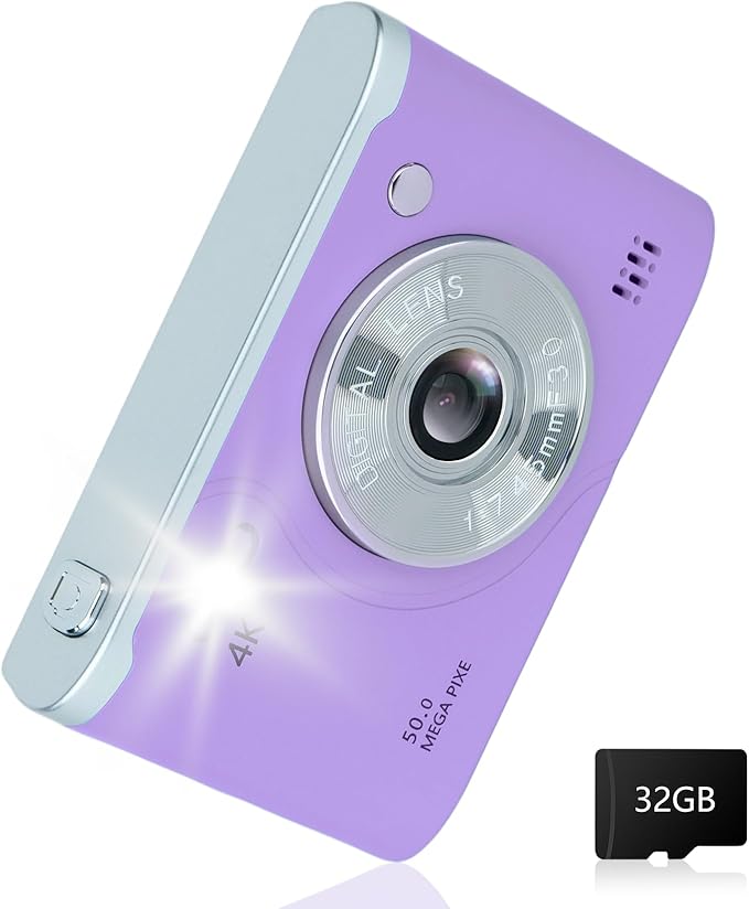 Digital Camera FHD 1080P Video & 8X Digital Zoom - Compact Point and Shoot Digital Camera with 2.4" Screen, 800mAh Rechargeable Battery Portable Small Camera for Kids Teens Girls Boys(Purple)-CubbioJoy
