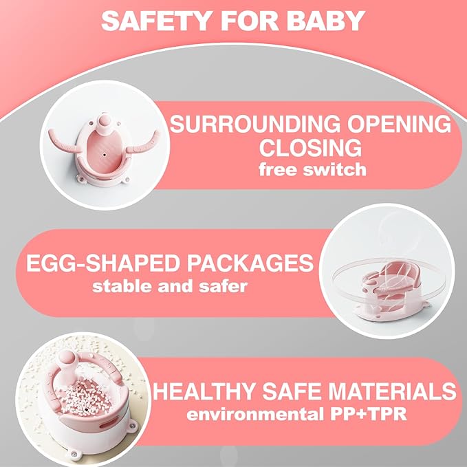 Baby Bath Seat, Bath Seat for Baby 6 Month & up, Baby Bath tub Seat with Suction Cups, Non-Slip, Detachable, Pink-CubbioJoy