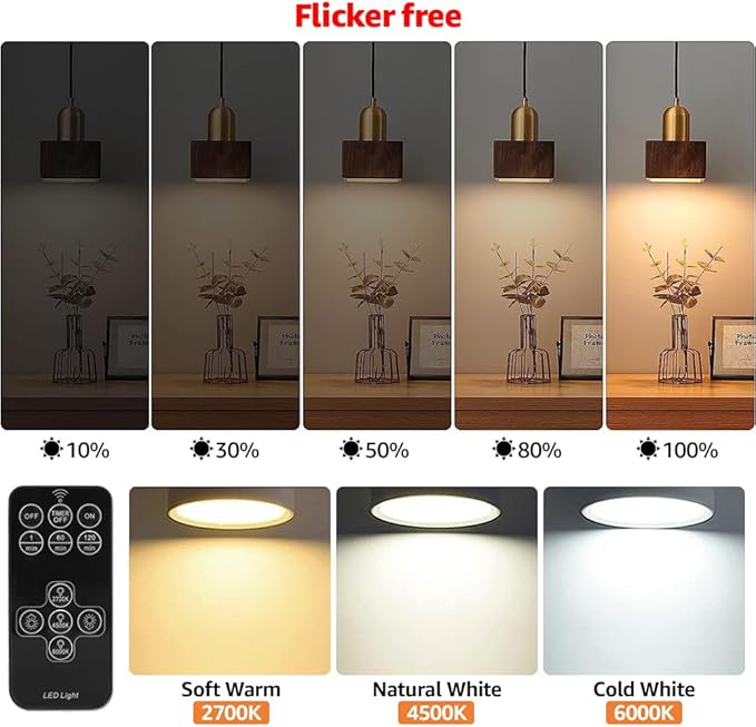 BLUEYE Rechargeable Light Bulbs,2Pack,7W,Remote Control,Soft Warm 2700K-6000K,50W Equivalent,450Lumens,Flicker-Free,E26 Detachable Charging,E12 Available,Battery Operated Emergency Lamp for No Outlet-CubbioJoy