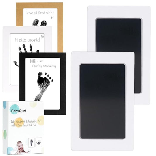 Inkless Baby Hand and Footprint Kit,Clean-Touch Ink Pad Kit,Safe No Mess Printing Infant Hand Foot Stamp,2 Pack Newborn Inkless Print Pads Best Keepsake or Gifts for Family-CubbioJoy