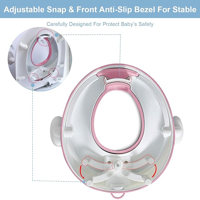 ANGELBLISS Baby Potty Training Toilet Seat with Soft Cushion Handles, Haute Collection, Double Anti-Slip Design and Splash Guard for Boys and Girls (Pink)-CubbioJoy