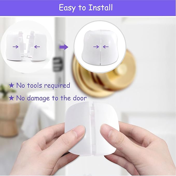 Child Proof Door Knob Covers, 4Pack Door Knob Safety Cover for Kids, Door Locks for Kids Safety, Toddler Door Knob Cover-CubbioJoy