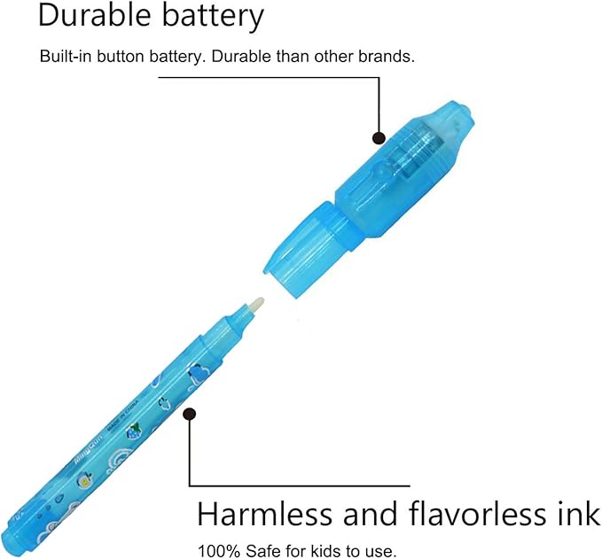 Invisible Ink Pen 24Pcs Spy Pen with UV Light Magic Marker Kid Pens for Secret Message and Birthday Party,Writing Secret Message for Easter Day Halloween Christmas Party Bag Gift-CubbioJoy