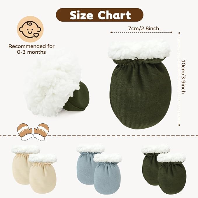 Cute Baby Mittens Newborn, No Scratch Baby Boy Mittens, Baby Girl Hat Gloves for Toddlers, Infant, Newborn-CubbioJoy