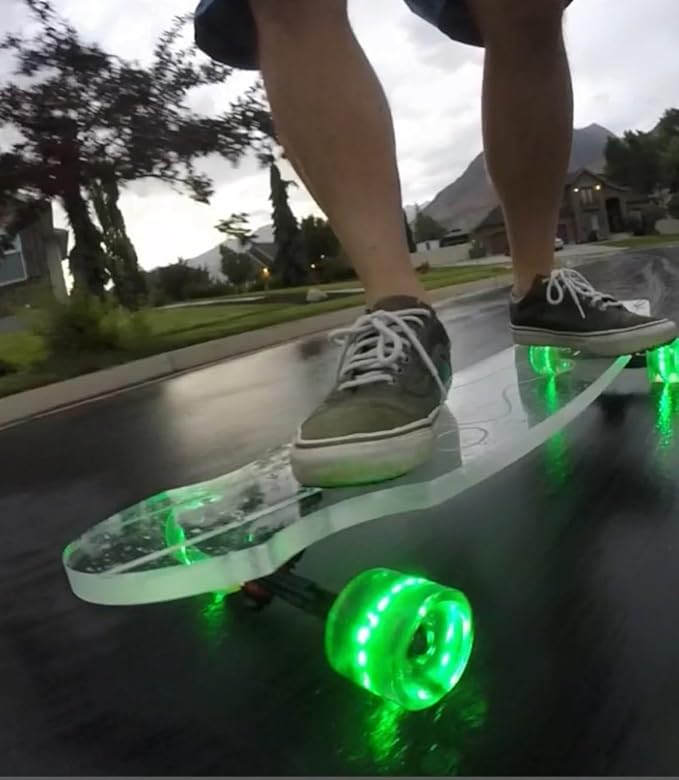 Clear Longboard Skateboard - Transparent Acrylic Long Boards with Light-Up LED Wheels for Smooth Rides - Ride The Streets in Style with Longboard Built for Beginners & Pros Alike-CubbioJoy