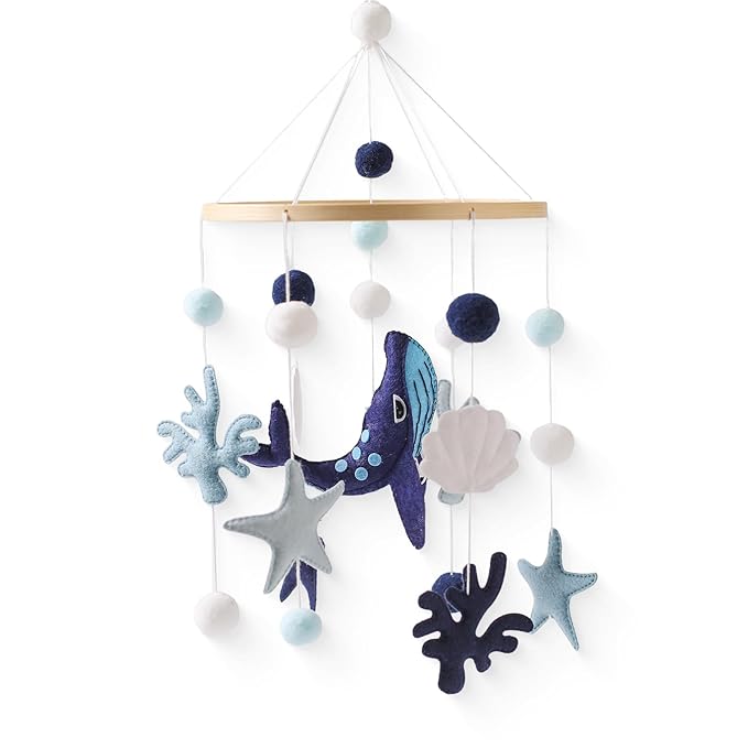 Baby Mobile Wind Chime Sea Creatures, Whale Mobile Wind Chime, Baby Bed Hanging Game Mobile for Children's Room Children's Bed Decor-CubbioJoy