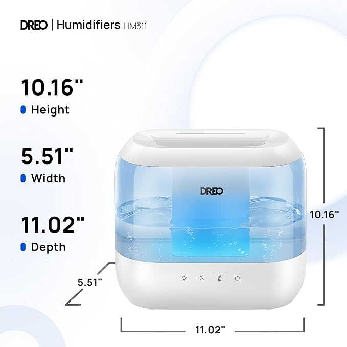 Dreo Humidifiers for Bedroom, Top Fill 4L Supersized Cool Mist Humidifier with Oil Diffuser and Nightlight, 36H Runtime, Quiet Ultrasonic Humidifiers for Home, Large Room, Baby Nursery and Plants-CubbioJoy