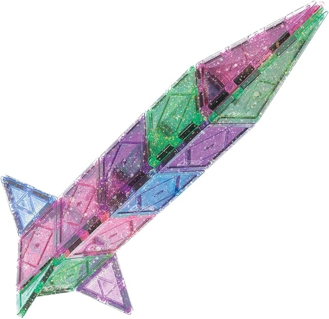 CreateOn Crayola Glitter Magnetic Tiles, Building Set for Kids, Magnetic Tiles, Kids’ Building Toys, STEM & Montessori Toys for Boys and Girls Ages 3+, 24-Piece Set (Glitter)-CubbioJoy