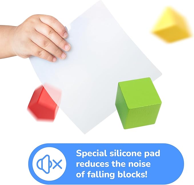 Bimi Boo Wooden Shape Sorter Toy for Babies - Premium Simple Sorting Box with Noise-Reducing Silicone Pad - Classic Montessori Toy for Toddlers (8 Various Blocks, 1 Box, 1 Silicone Pad)-CubbioJoy