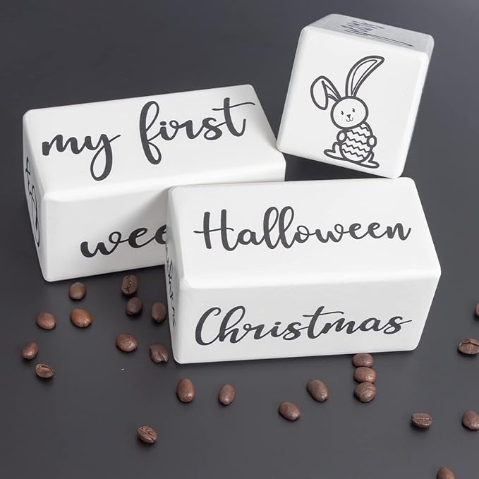 Baby Monthly Milestone Blocks for Boy or Girl, Milestones Age Photo Block Set for Baby Shower, Pregnancy Countdown, 7 Pcs-CubbioJoy