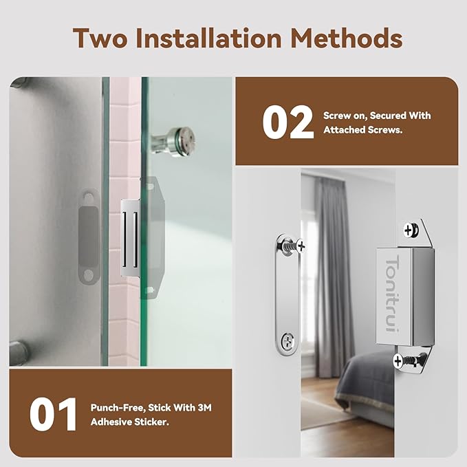 Cabinet Door Magnet, Flat Bottom Cabinet Magnetic Catch with Adhesive, Easy to Install,Only Takes 1 Minute,35lb Magnetic Cabinet Door Drawer Latch(Sliver, 12Pack)-CubbioJoy