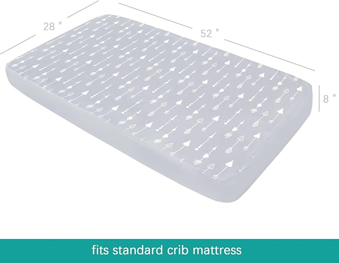 Crib Sheets for Boys and Girls Fitted 4 Pack - Breathable, Soft Microfiber Baby Sheets in Grey, Navy and White-CubbioJoy