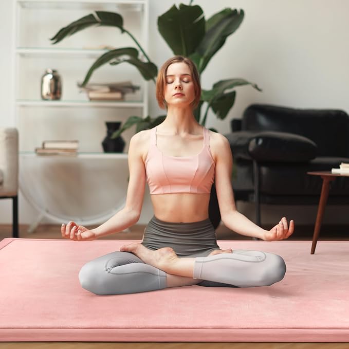 Baby Play Mat for Floor Tummy Time Nursery Rug Muscle Area Rug Playroom Tatami 50 * 50" Memory Foam 1.3" Thick Crawling Mat For Babies,Toddlers, Infants, Kids(Pink)-CubbioJoy