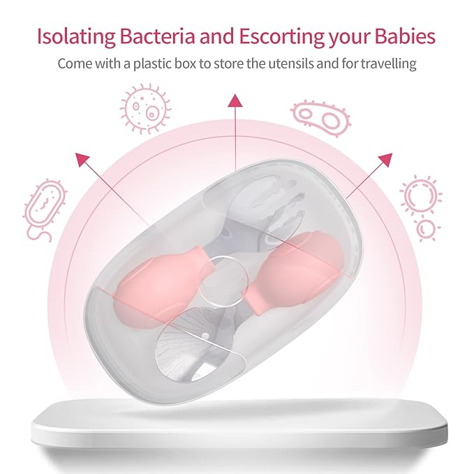 Deejoy Toddler Utensils - Stainless Steel Spoons and Forks, Kids Silverware Set with Travel Case (Pink)-CubbioJoy