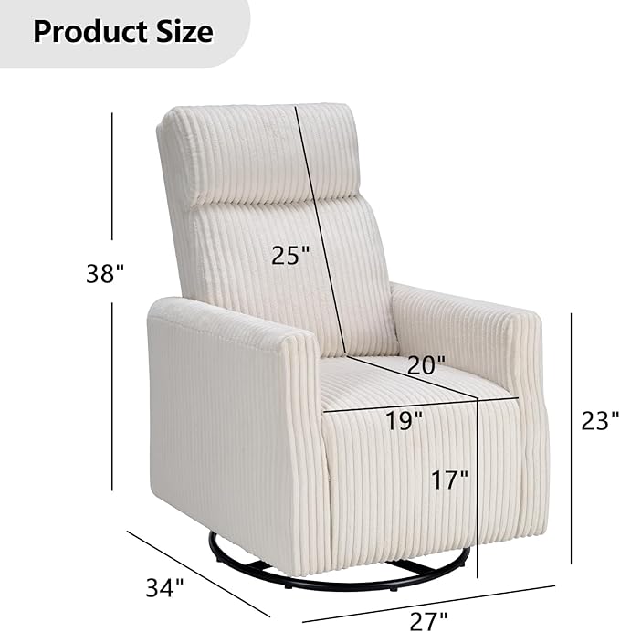 CANMOV Swivel Rocker Chair Set of 2, Swivel Accent Chair with High Back and Arms, Corduroy Glider Chair for Living Room Bedroom Nursery, Beige-CubbioJoy